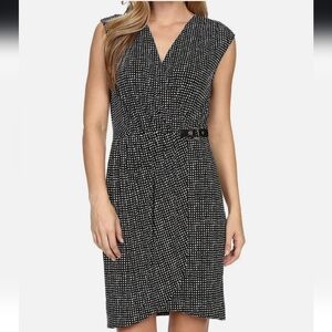 MICHAEL KORS Nezla Faux Wrap Dress, Black, Size SMALL (S)